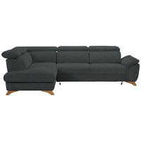 ECKSOFA in Chenille Grau  - Eichefarben/Grau, Modern, Holz/Textil (212/287cm) - Valnatura