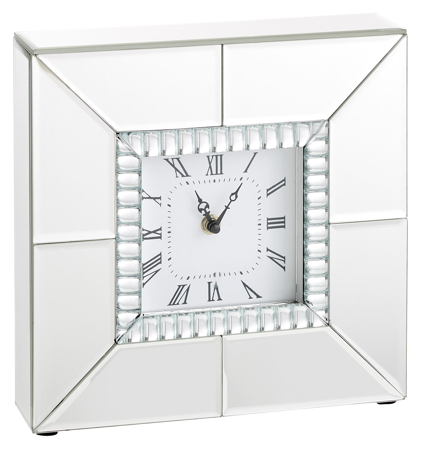 TISCHUHR  Silberfarben  - Silberfarben, Design, Glas/Holzwerkstoff (25,5/25,5/6,3cm) - Xora