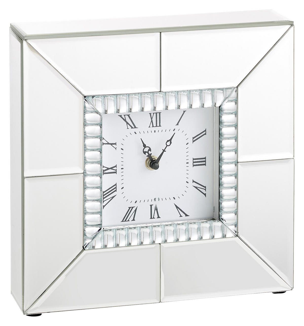 STOLNÍ HODINY - barvy stříbra, Design, kompozitní dřevo/sklo (25,5/25,5/6,3cm) - Xora
