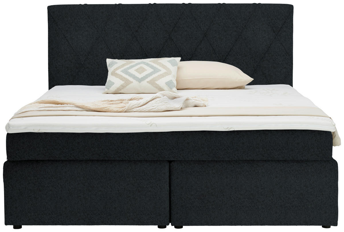 BOXSPRINGBETT 160/200 cm  in Dunkelgrau  - Dunkelgrau/Schwarz, Design, Holzwerkstoff/Kunststoff (160/200cm) - Xora