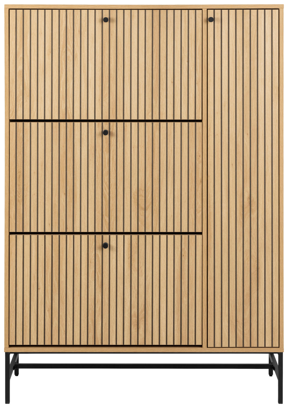OMARA ZA ČEVLJE furnirano naravne barve, črna - črna/naravne barve, Design, kovina/leseni material (98,7/140,4/35cm) - MID.YOU