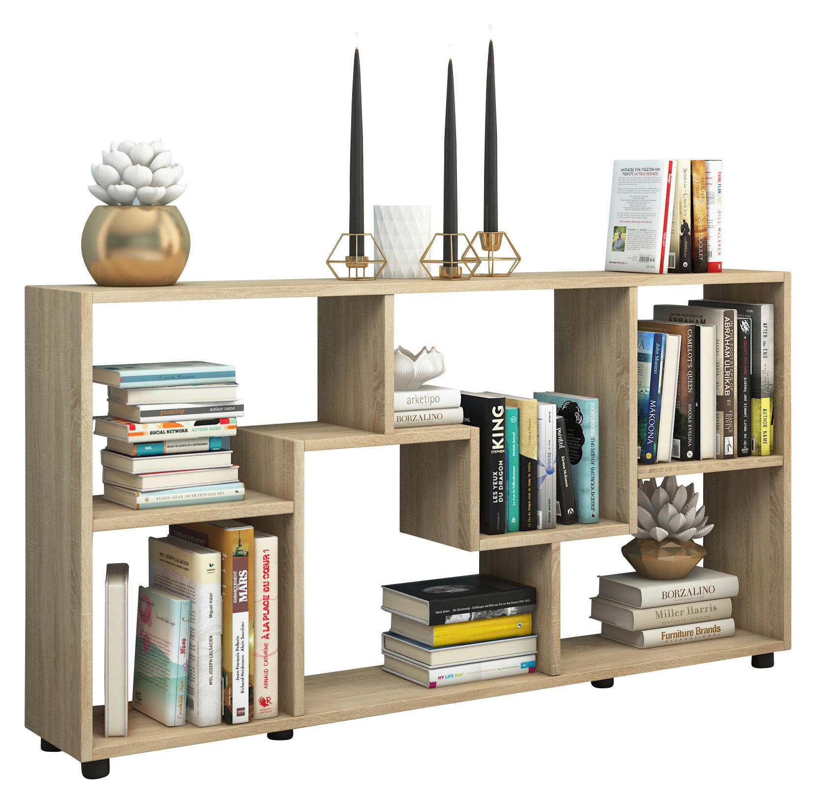 REGAL  117/62/20 cm Sonoma Eiche  - Schwarz/Sonoma Eiche, Konventionell, Holzwerkstoff/Kunststoff (117/62/20cm) - MID.YOU