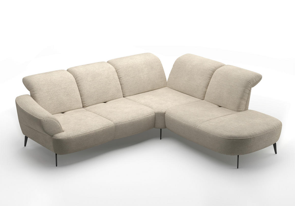 ECKSOFA in Chenille Sandfarben  302/270 cm  - Sandfarben/Schwarz, MODERN, Textil/Metall (302/270cm) - Sit & More
