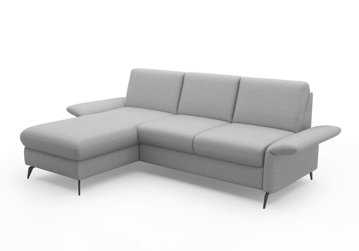 ECKSOFA ROCHELLE E Hellgrau Flachgewebe  - Hellgrau/Schwarz, KONVENTIONELL, Textil/Metall (164/251cm) - Sit & More