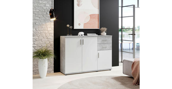KOMMODE Bobby in 120/82/35 cm - Silberfarben/Weiß, KONVENTIONELL, Holzwerkstoff/Kunststoff (120/82/35cm) - Carryhome