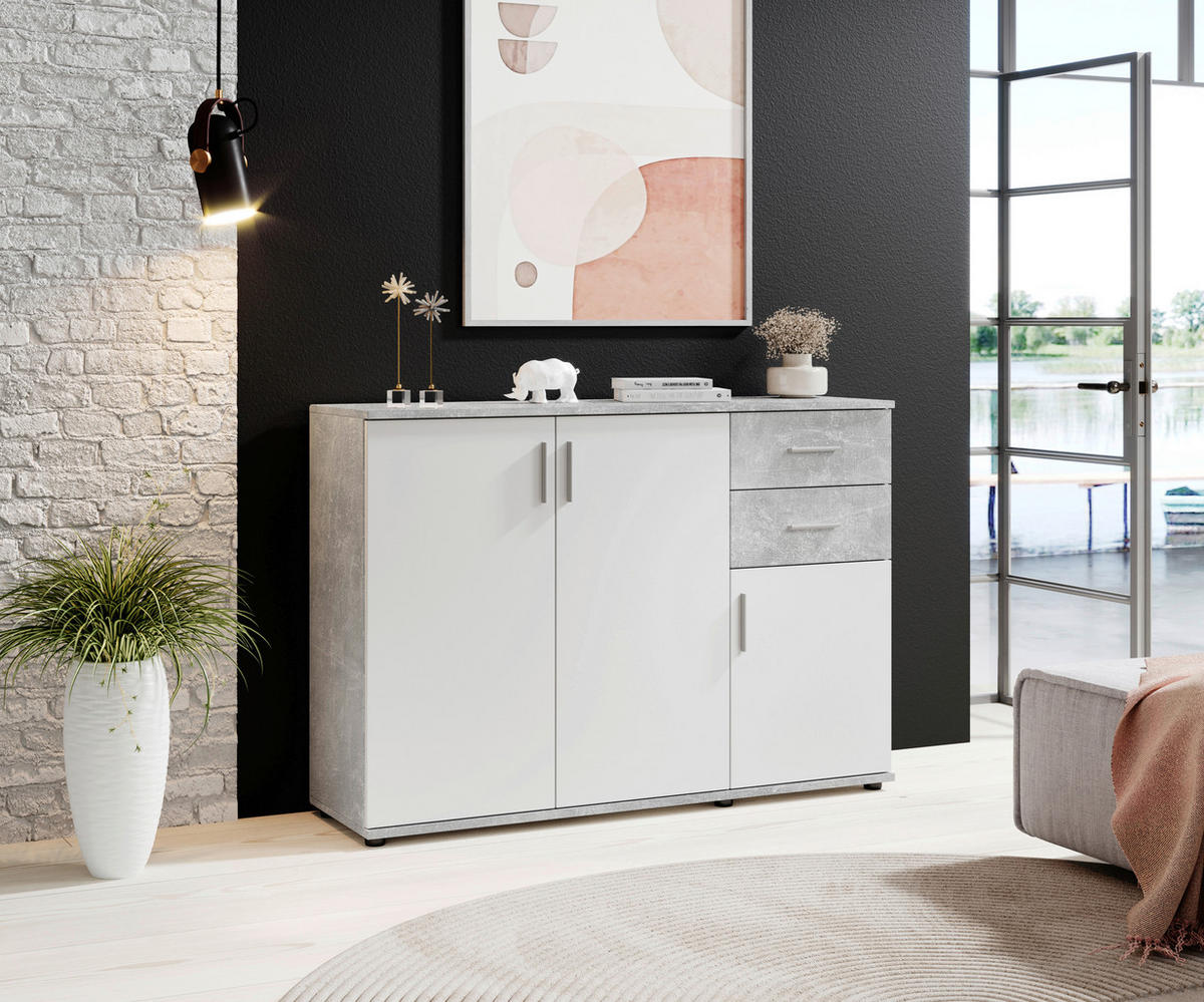 KOMMODE Bobby  in 120/82/35 cm  - Silberfarben/Weiß, KONVENTIONELL, Holzwerkstoff/Kunststoff (120/82/35cm) - Carryhome