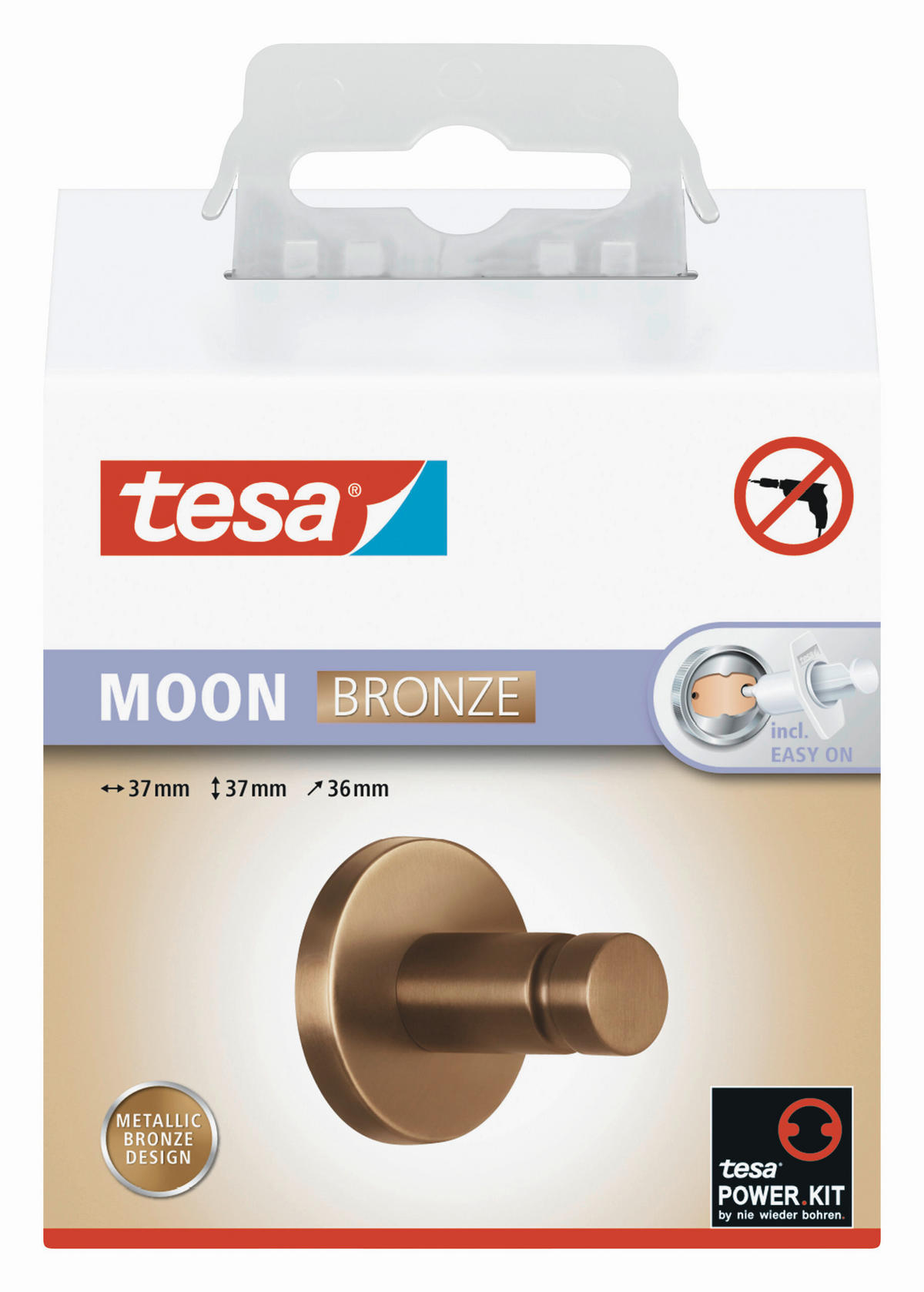 HANDTUCHHAKEN - Bronzefarben, Basics, Metall (3,68/3,68/3,55cm) - Tesa