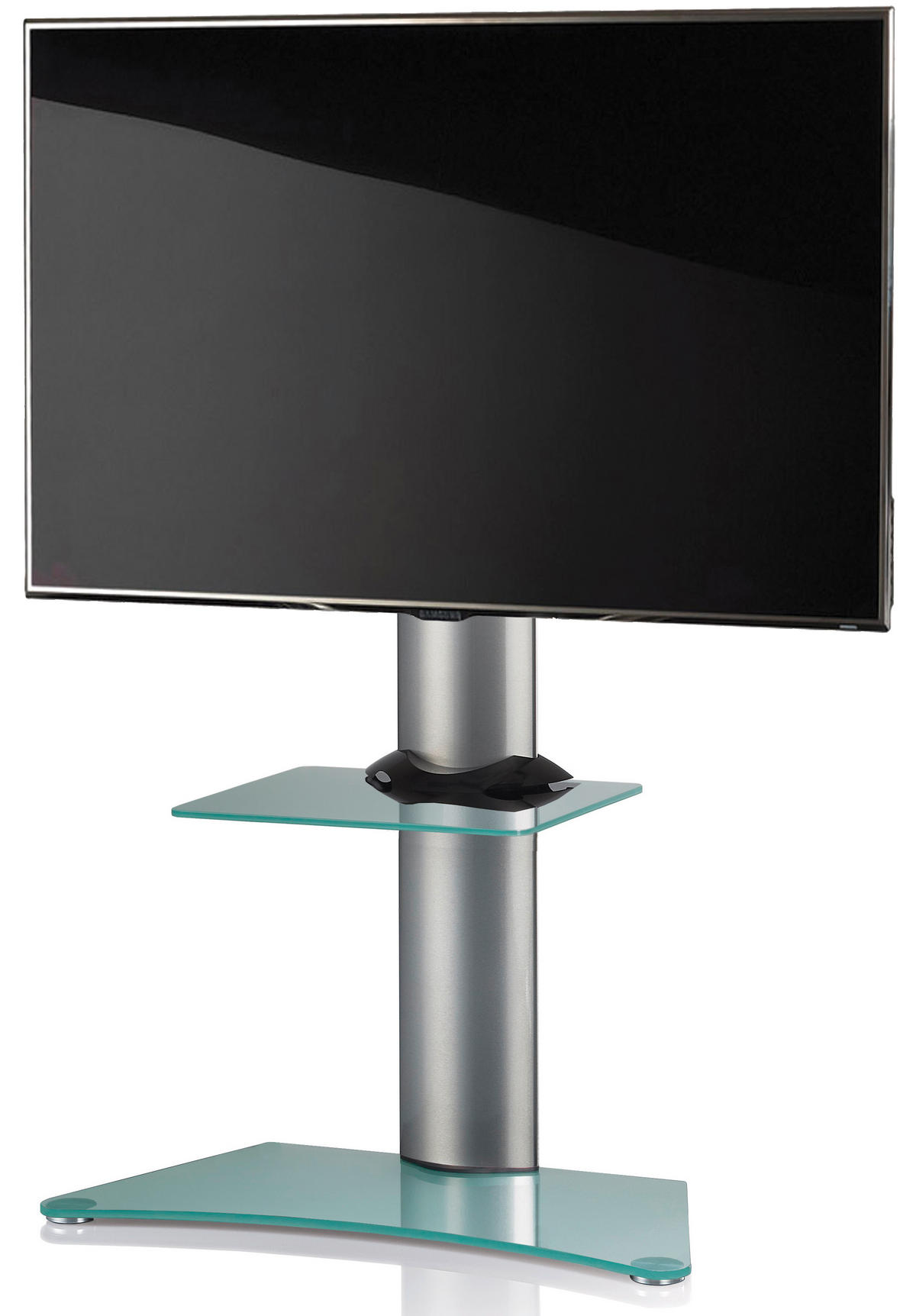TV-Rack in Klar/Silberfarbe - Klar/Silberfarben, Konventionell, Glas/Metall (80/111/40cm) - MID.YOU