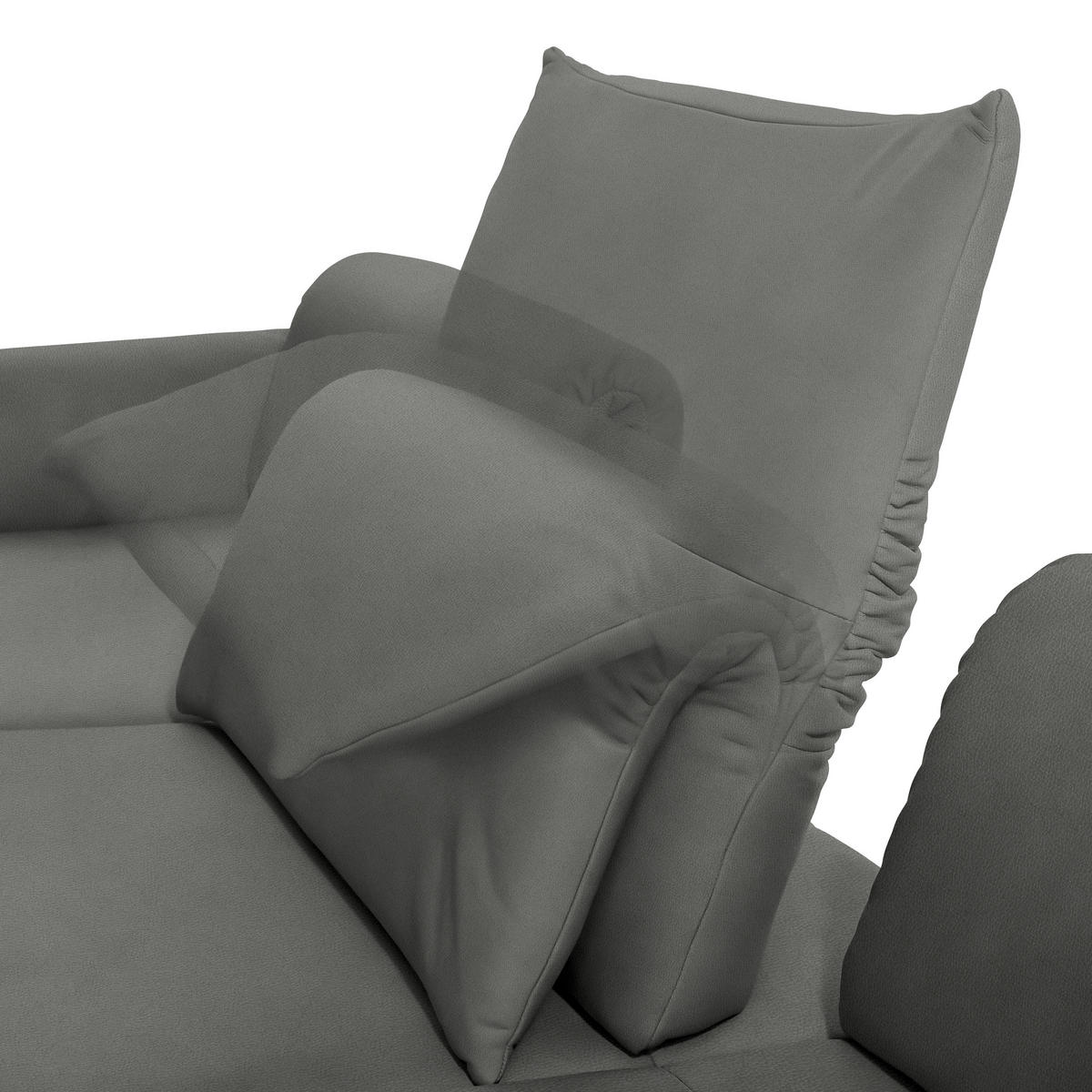 ECKSOFA in Echtleder Dunkelgrau  173/308 cm  - Dunkelgrau/Anthrazit, Design, Leder/Metall (173/308cm) - Joop!
