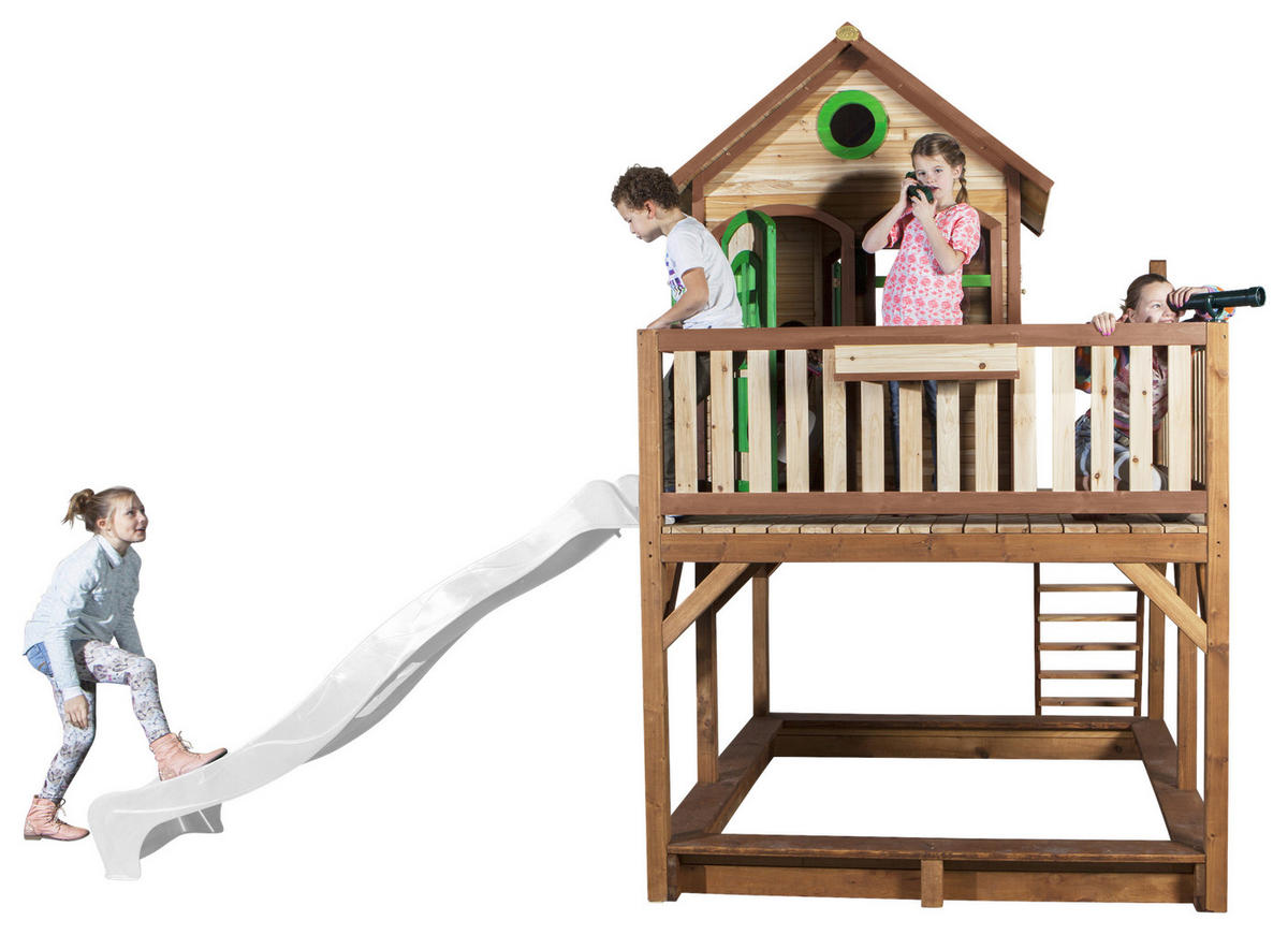 SPIELTURM 377/291/255 cm  - Weiss/Braun, Konventionell, Holz (377/291/255cm)
