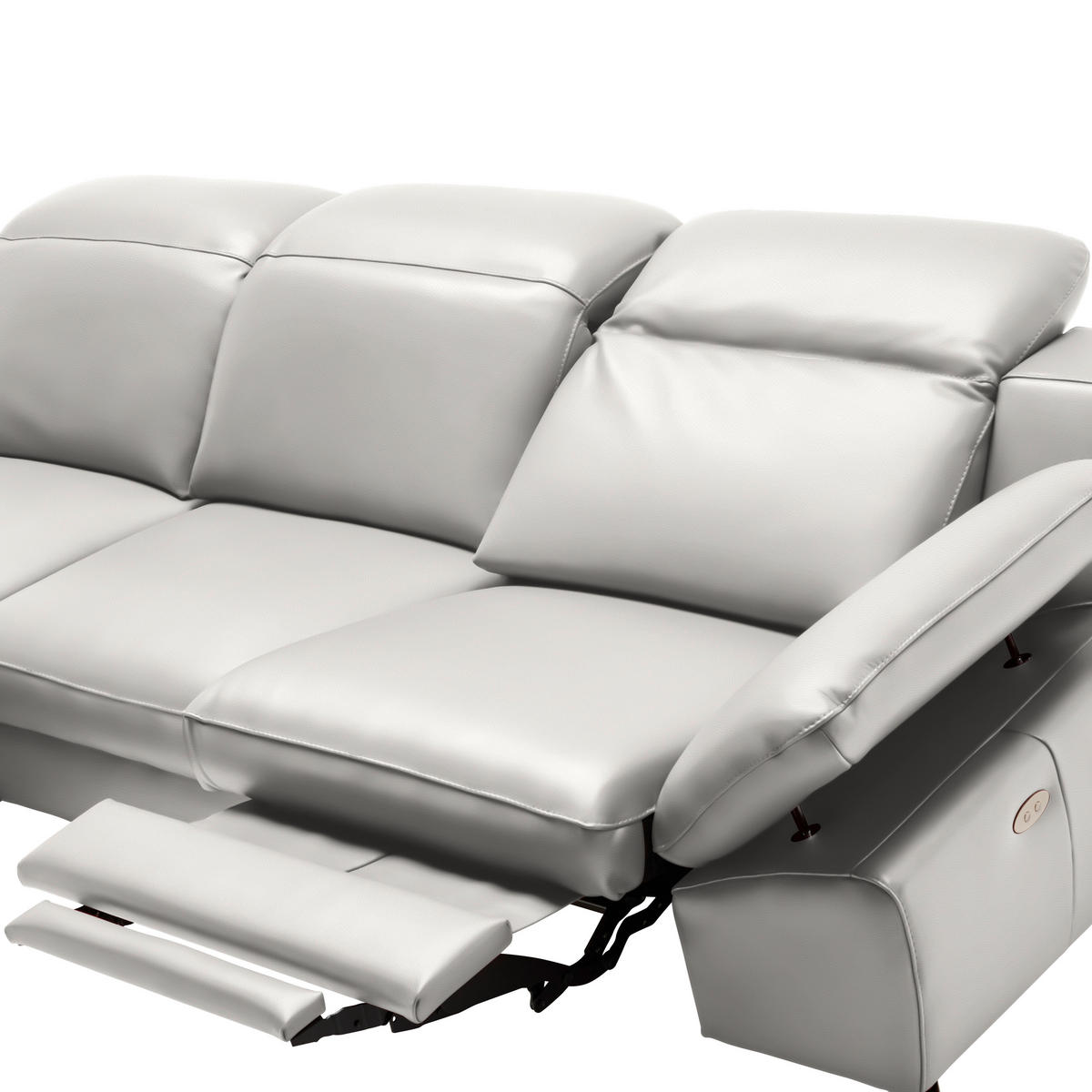 ECKSOFA in Echtleder Greige  183/286 cm  - Greige/Schwarz, Design, Leder/Metall (183/286cm) - Celina Home