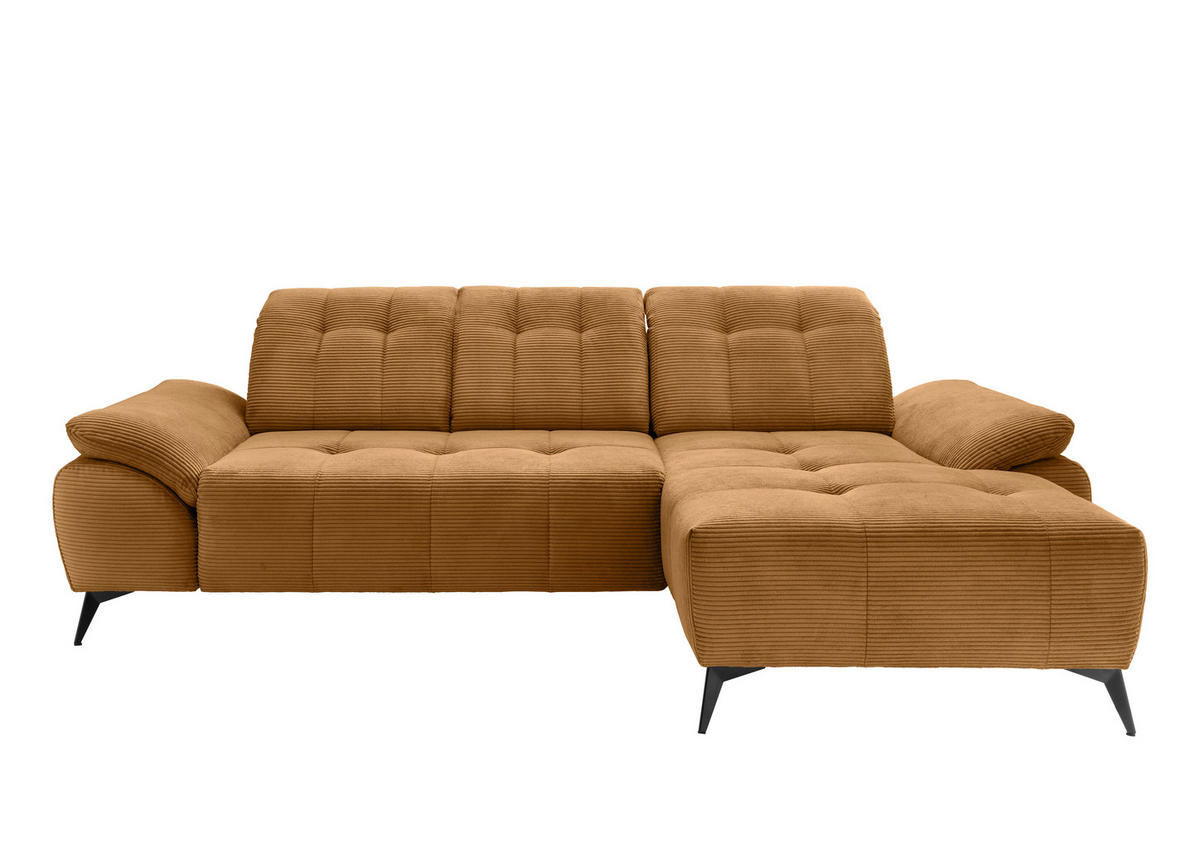 ECKSOFA Cord Goldfarben  - Goldfarben/Schwarz, Modern, Textil/Metall (280/180cm) - Livetastic