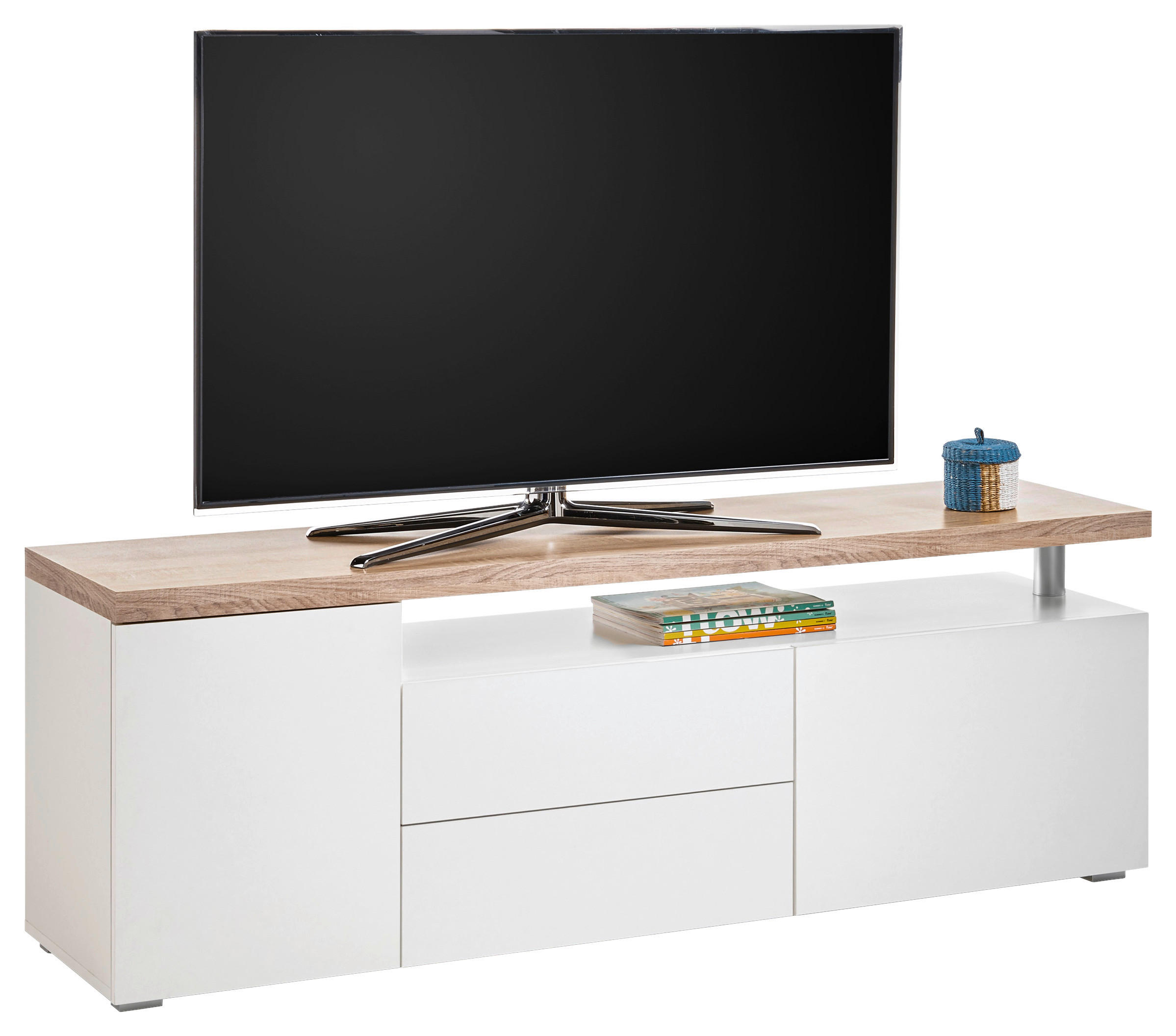 TV-BÄNK 160/55/38 cm  - vit/Sonoma ek, Klassisk, träbaserade material/plast (160/55/38cm) - Xora