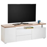 LOWBOARD Weiß, Sonoma Eiche  - Silberfarben/Weiß, KONVENTIONELL, Holzwerkstoff/Kunststoff (160/55/38cm) - Xora