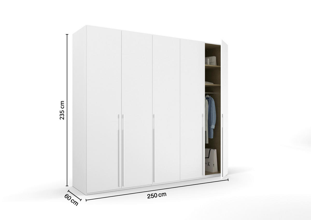 DREHTÜRENSCHRANK in Weiss  - Weiss, Trend, Holzwerkstoff/Metall (251/235/60cm) - Novel
