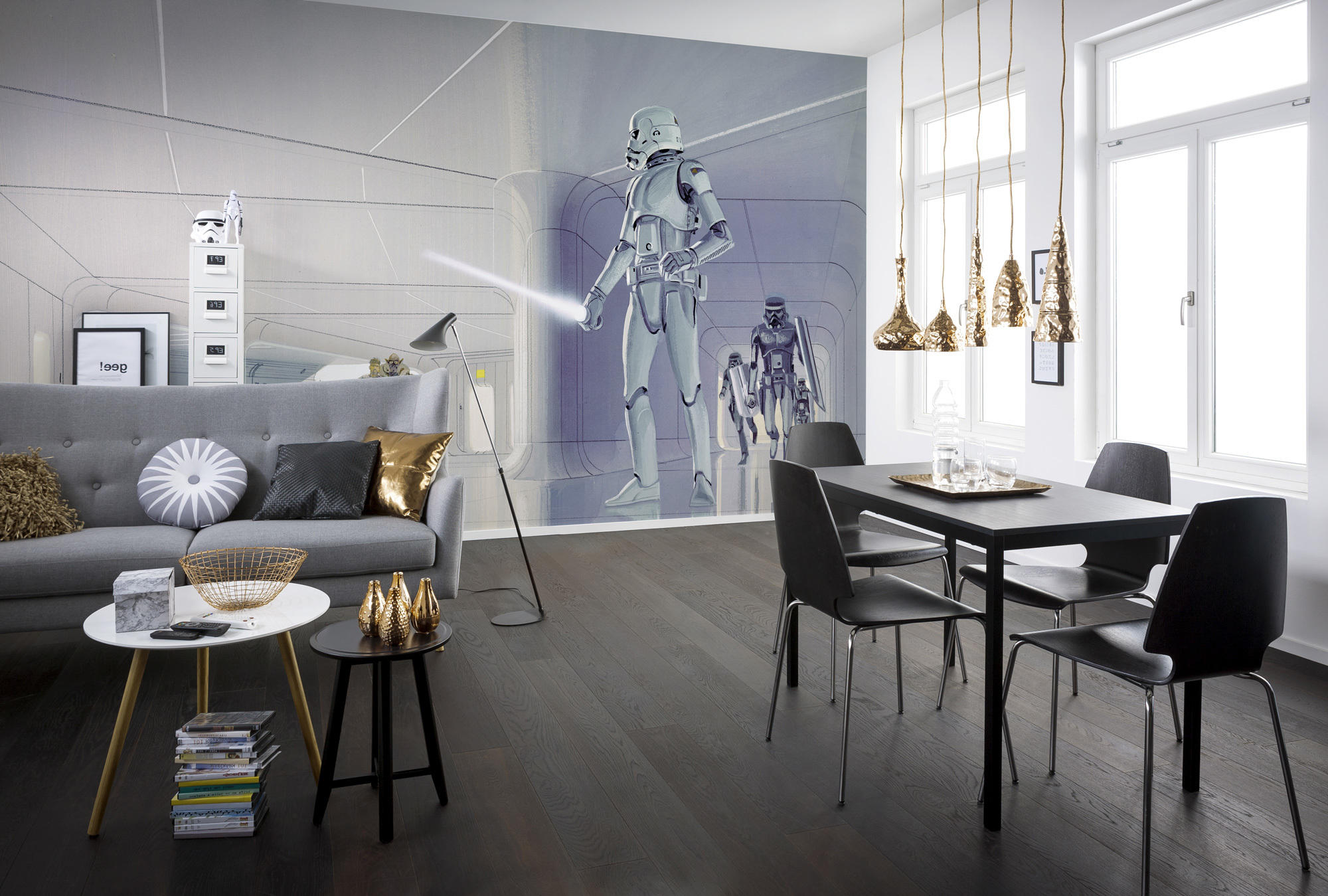 FOTOTAPETE  - Schwarz/Grau, Trend, Textil (500/250cm) - Xora