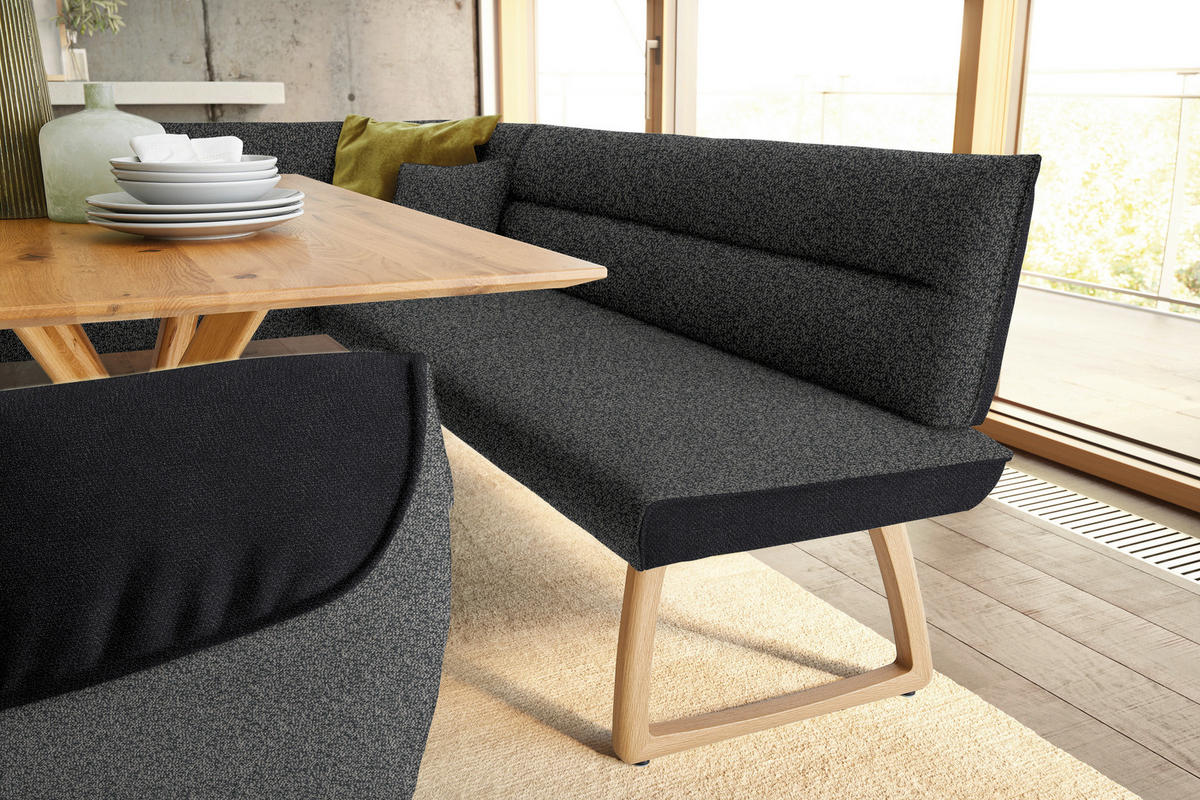 ECKBANK 237/162 cm  in Anthrazit, Schwarz  - Eichefarben/Anthrazit, Design, Holz/Textil (237/162cm) - Koinor