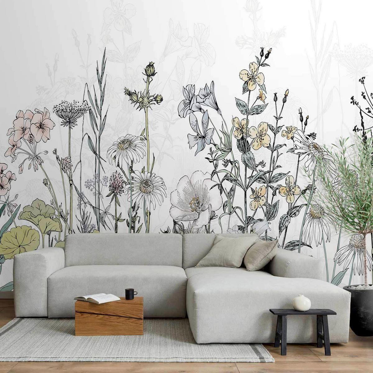 FOTOTAPETE  - Blaugrau/Hellgrau, LIFESTYLE, Textil (450/315cm) - artgeist