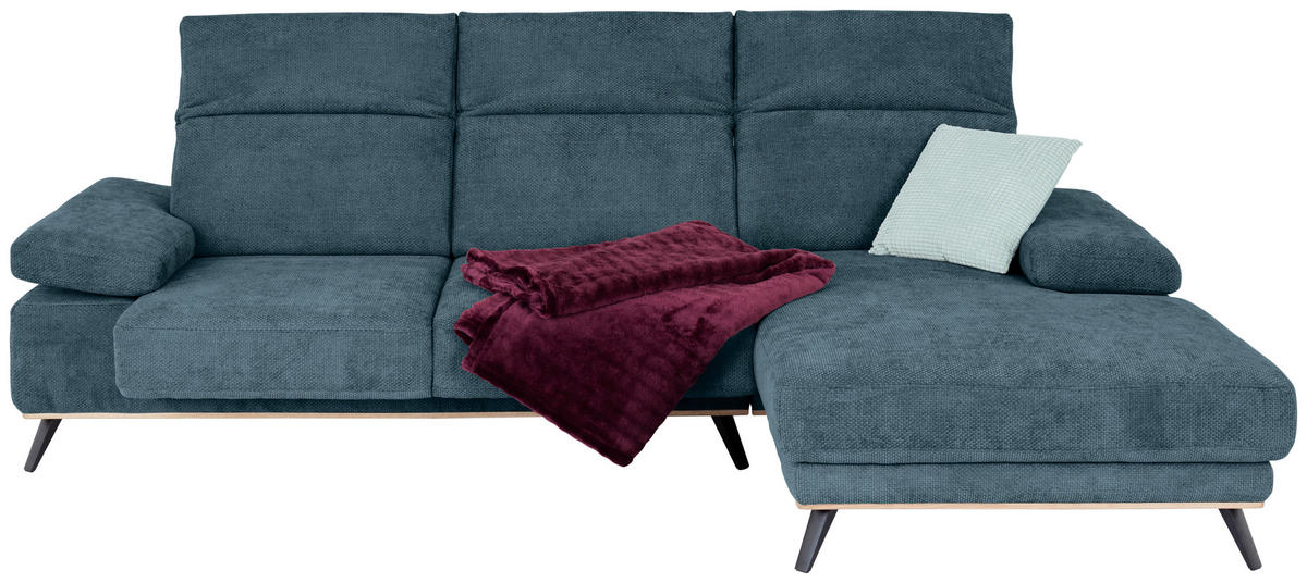 ECKSOFA in Struktur Blau  - Blau/Schwarz, Modern, Textil/Metall (283/194cm) - MID.YOU