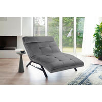 RELAXLIEGE in Echtleder Grau  - Schwarz/Grau, Design, Leder/Metall (120/54-113/158-198cm) - Pure Home Lifestyle