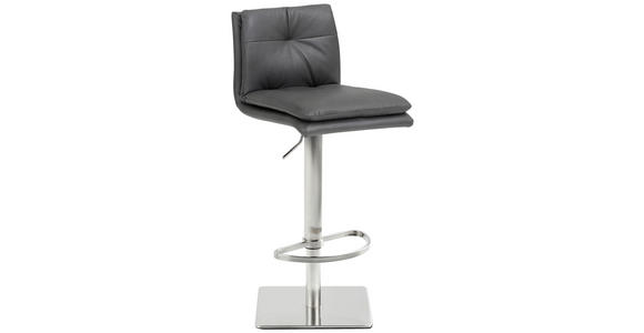 BARHOCKER Mikrofaser Anthrazit Edelstahl, Stahl Typenauswahl, Sitzfläche 360° drehbar - Edelstahlfarben/Anthrazit, Design, Textil/Metall (41/78-103/48cm) - Novel