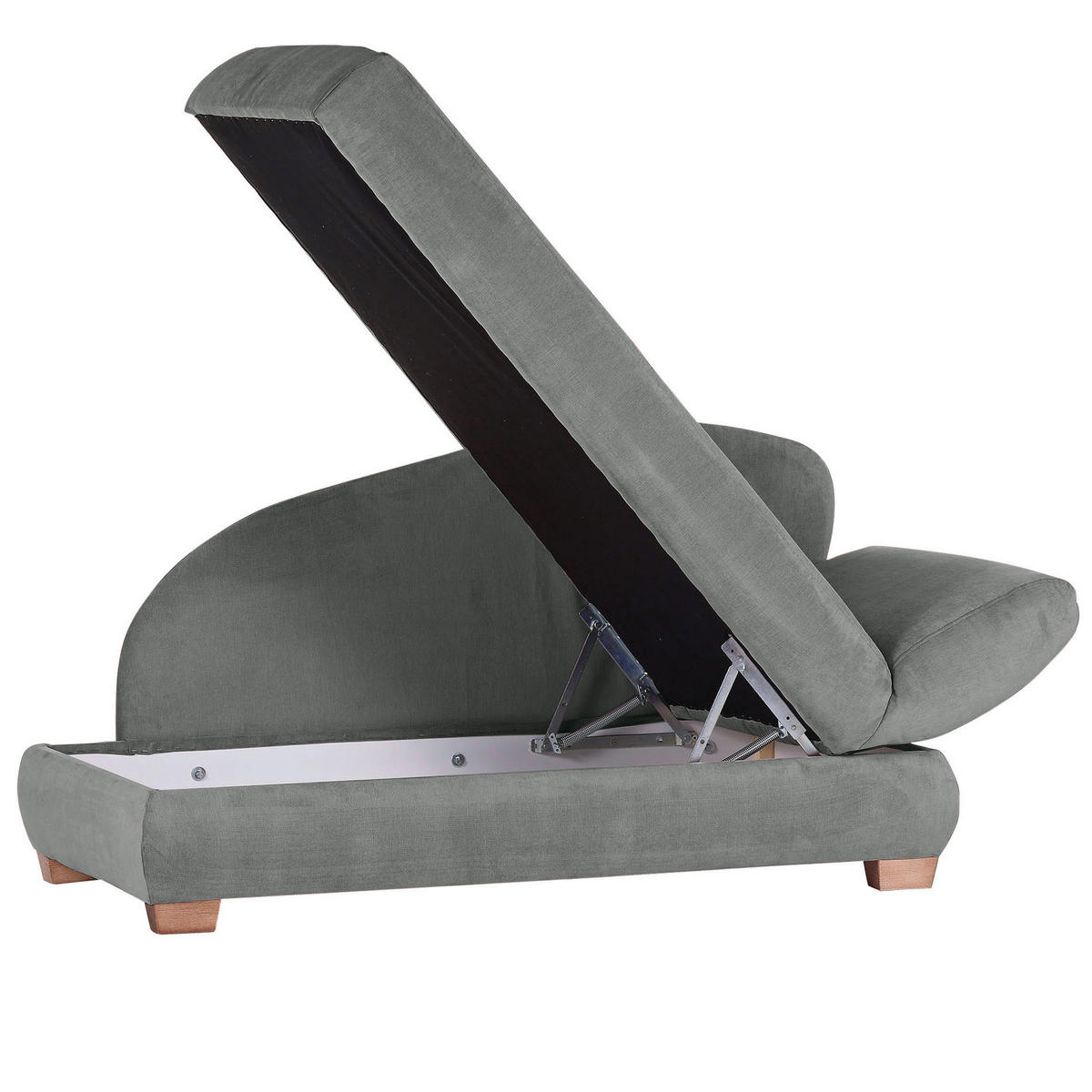RÉCAMIERE Grau Mikrofaser  - Eichefarben/Grau, LIFESTYLE, Holz/Textil (176/85/88cm) - Xora