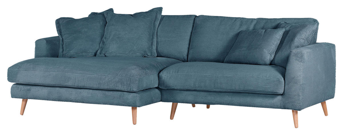 ECKSOFA in Cord Petrol  140/270 cm  - Petrol/Naturfarben, ROMANTIK / LANDHAUS, Holz/Textil (140/270cm) - Landscape