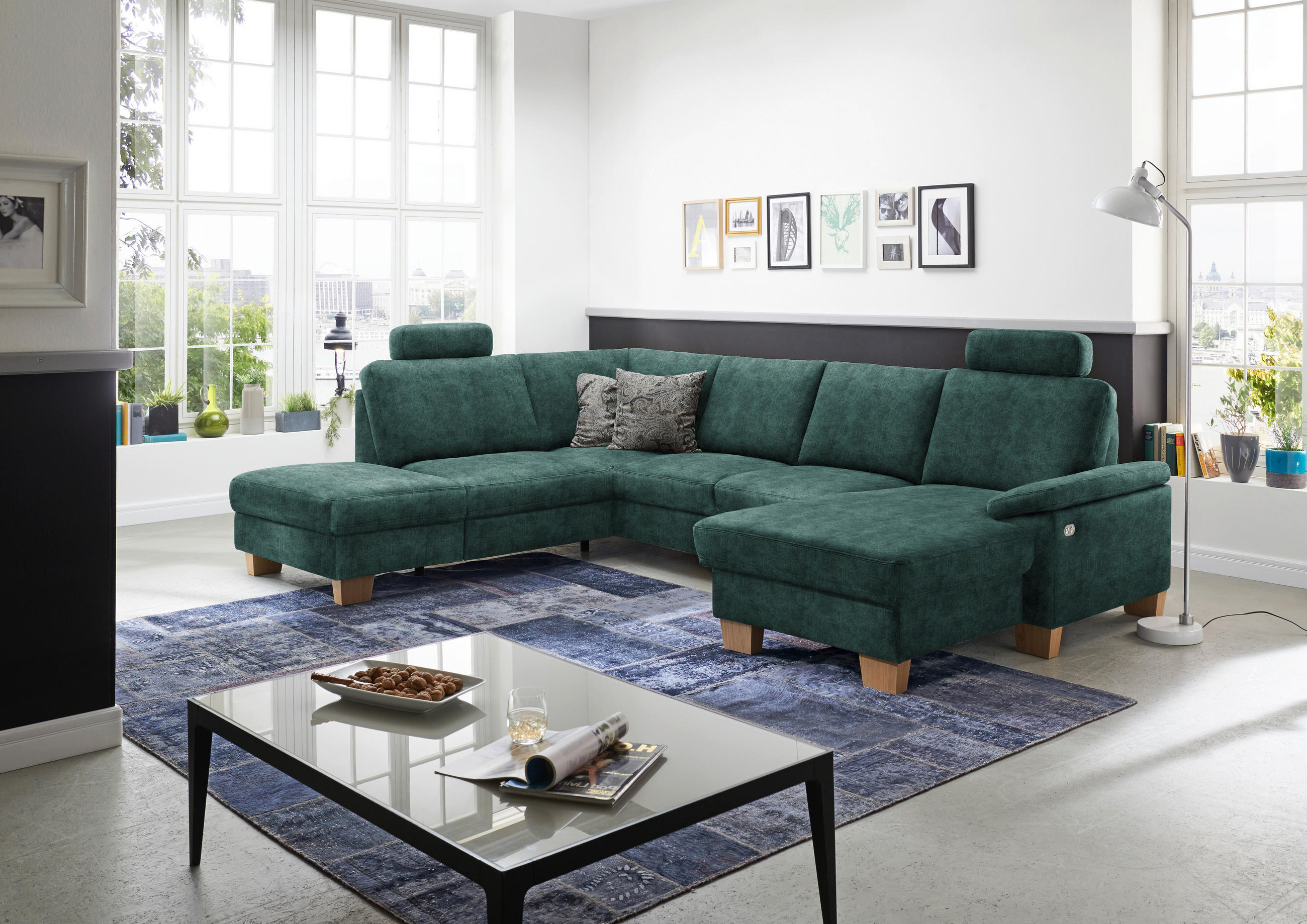 WOHNLANDSCHAFT in Velours Opal  - Eichefarben/Opal, Konventionell, Holz/Textil (167/316/235cm) - Beldomo System