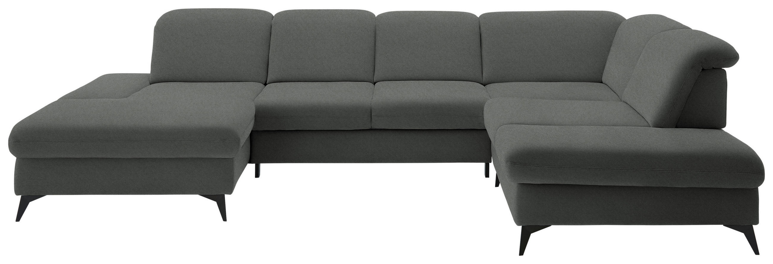 WOHNLANDSCHAFT  in Chenille Grau  - Schwarz/Grau, Design, Textil/Metall (198/364/255cm) - Beldomo Style