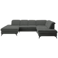 WOHNLANDSCHAFT  in Chenille Grau  - Schwarz/Grau, Design, Textil/Metall (198/364/255cm) - Beldomo Style