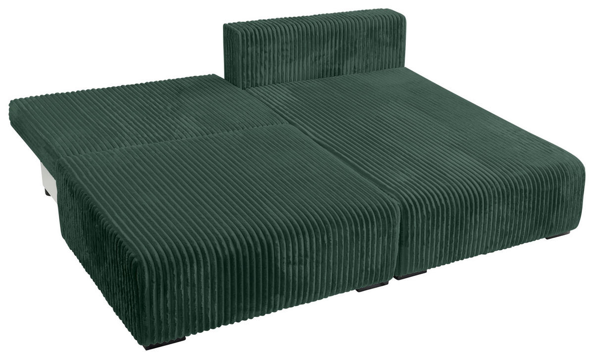 ECKSOFA in Cord Dunkelgrün  - Dunkelgrün/Schwarz, Modern, Holz/Textil (210/145cm) - MID.YOU