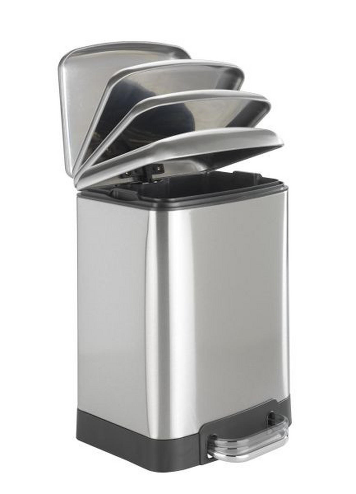 TRETEIMER 6 l  Metall  - Edelstahlfarben/Schwarz, Basics, Kunststoff/Metall (23/32/22,5cm) - Wenko