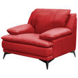 SESSEL in Echtleder Rot  - Rot/Schwarz, Design, Leder/Metall (115/92/98cm) - Novel