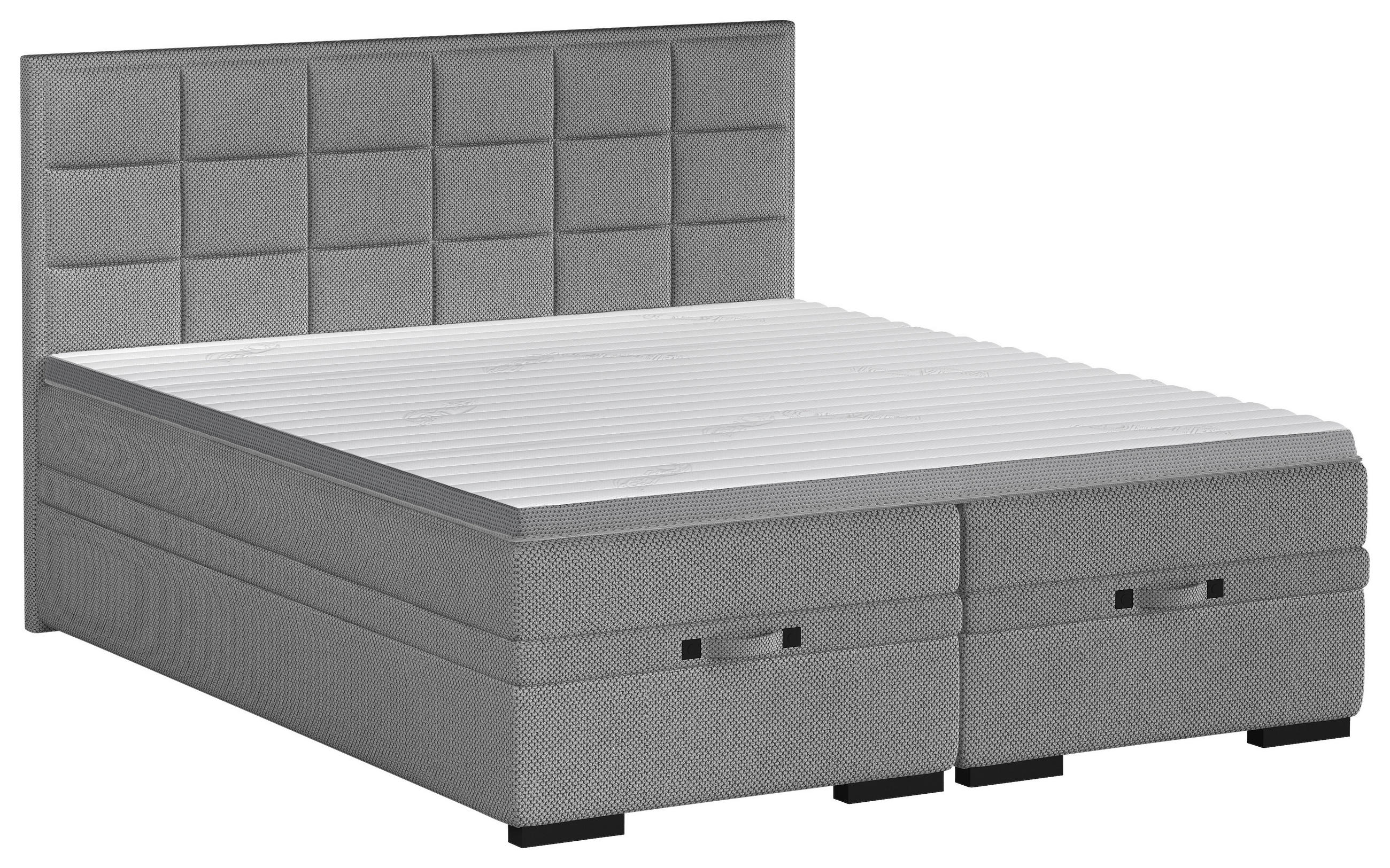 BOXSPRINGBETT 180/200 cm  in Dunkelgrau  - Dunkelgrau/Schwarz, KONVENTIONELL, Kunststoff/Textil (180/200cm) - home24