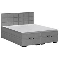 BOXSPRINGBETT 180/200 cm  in Dunkelgrau  - Dunkelgrau/Schwarz, Konventionell, Kunststoff/Textil (180/200cm) - home24