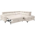 ECKSOFA in Struktur Creme  - Creme/Schwarz, MODERN, Textil/Metall (254/212cm) - Carryhome