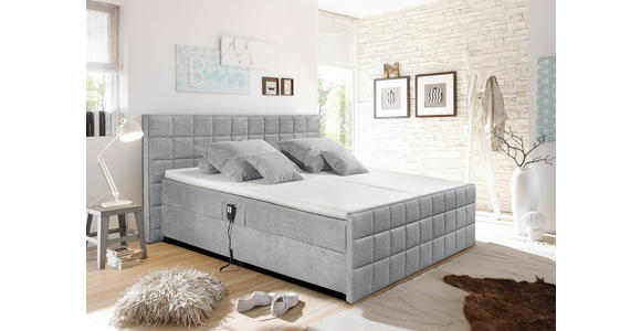 POLSTERBETT gepolstertes Kopfteil, Topper, motorische Verstellbarkeit Hellgrau 180/200 cm  - Hellgrau/Schwarz, Design, Holzwerkstoff/Kunststoff (180/200cm) - Esposa