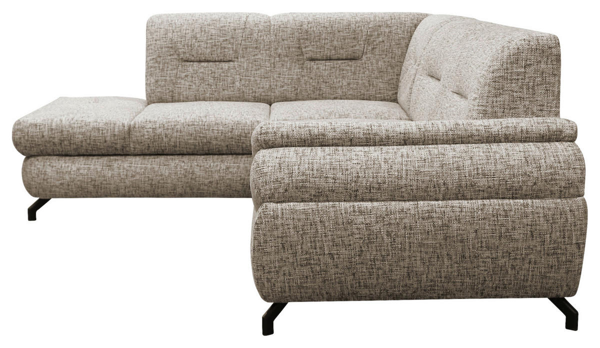 ECKSOFA in Struktur, Plüsch Hellbraun  - Hellbraun/Schwarz, Design, Textil/Metall (201/274cm) - MID.YOU
