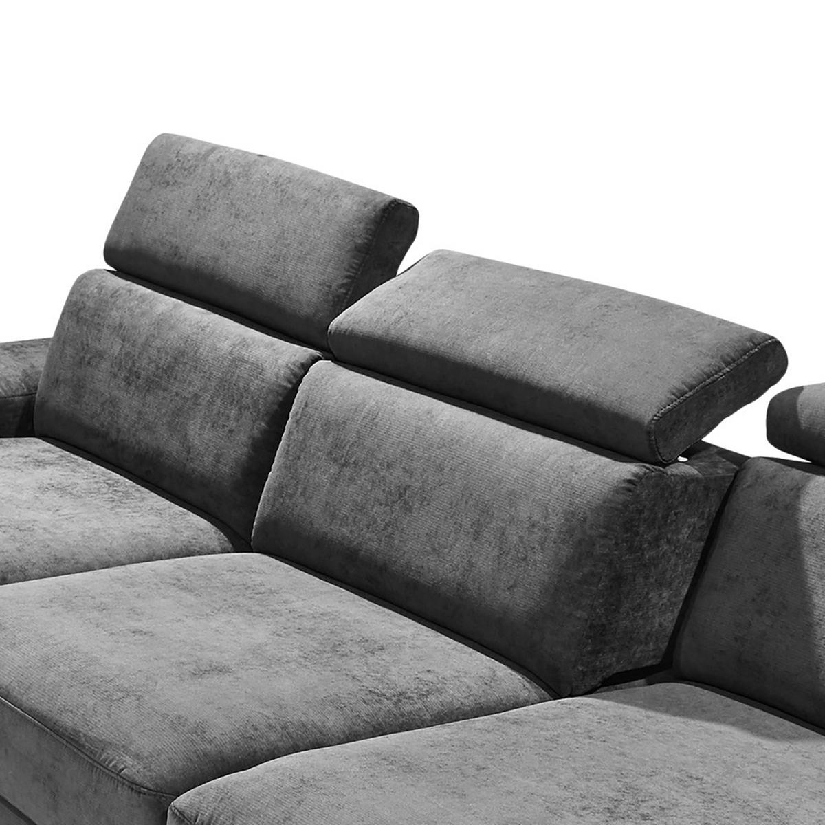 ECKSOFA in Webstoff Anthrazit  - Anthrazit/Silberfarben, KONVENTIONELL, Textil/Metall (182/82/260cm) - Trendmanufaktur