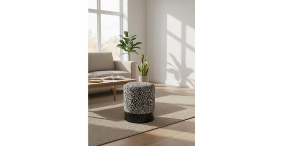 HOCKER in Holz, Metall, Textil Schwarz, Weiß  - Schwarz/Weiß, KONVENTIONELL, Holz/Textil (35/42/35cm) - Xora