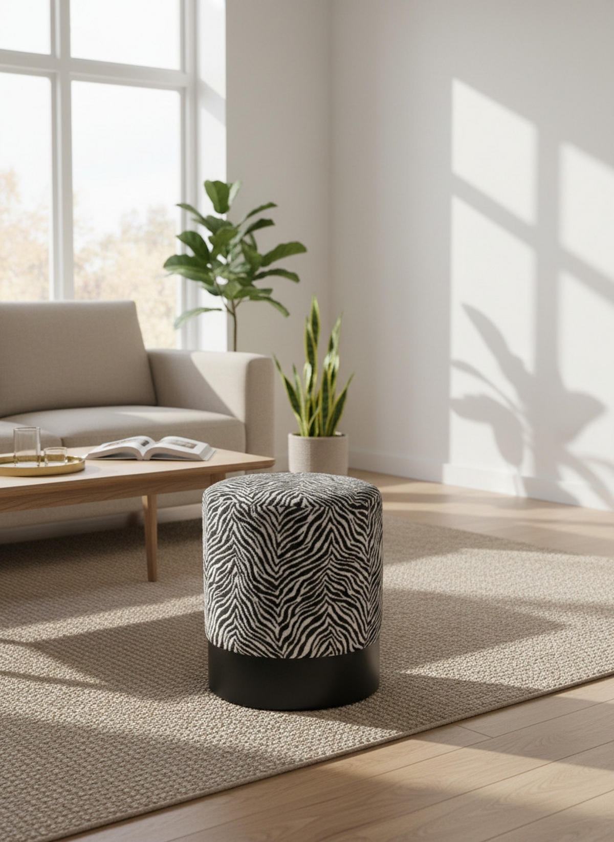 PALL i trä, metall, textil svart, vit  - vit/svart, Klassisk, metall/trä (35/42/35cm) - Xora