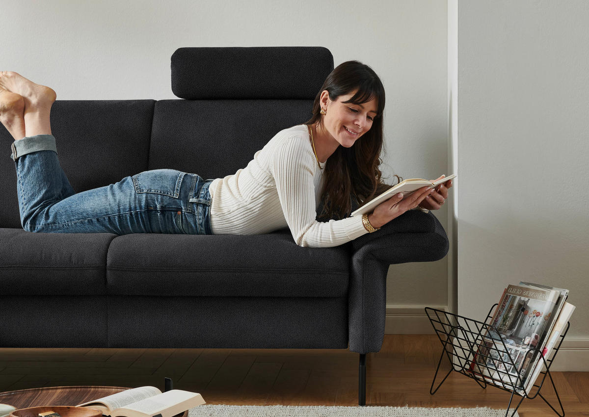 ECKSOFA in Flachgewebe Schwarz  - Schwarz, Konventionell, Textil/Metall (190/241cm) - Beldomo Comfort
