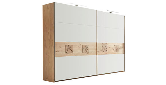 SCHWEBETÜRENSCHRANK  in Eichefarben, Sandfarben  - Sandfarben/Eichefarben, Design, Holz/Holzwerkstoff (270,5/230,4/68cm) - Dieter Knoll
