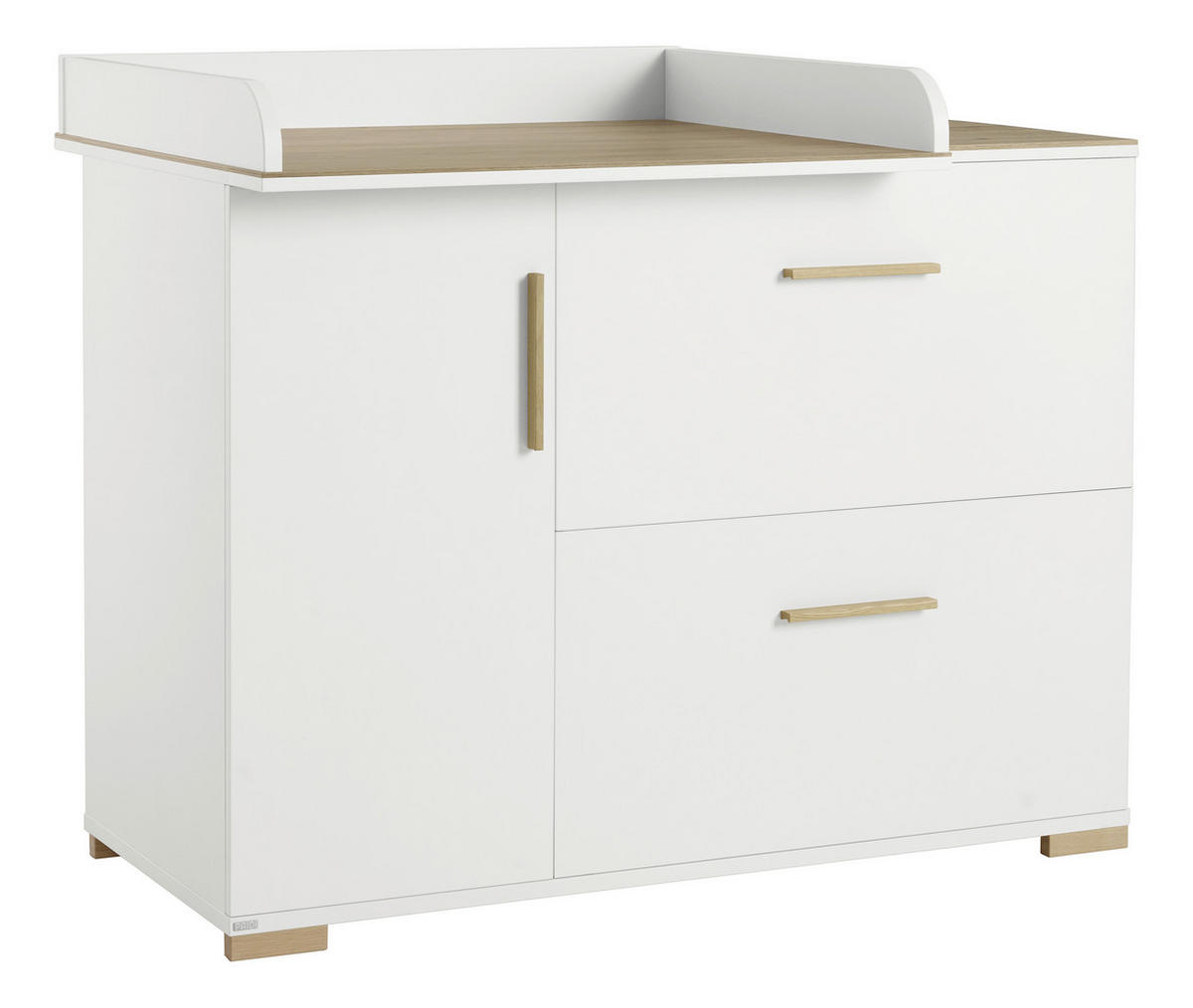 KOMODA ZA PREVIJANJE  Enie  - bijela/boje hrasta, Basics, drvni materijal (123,50/92,10/55,60cm) - Paidi