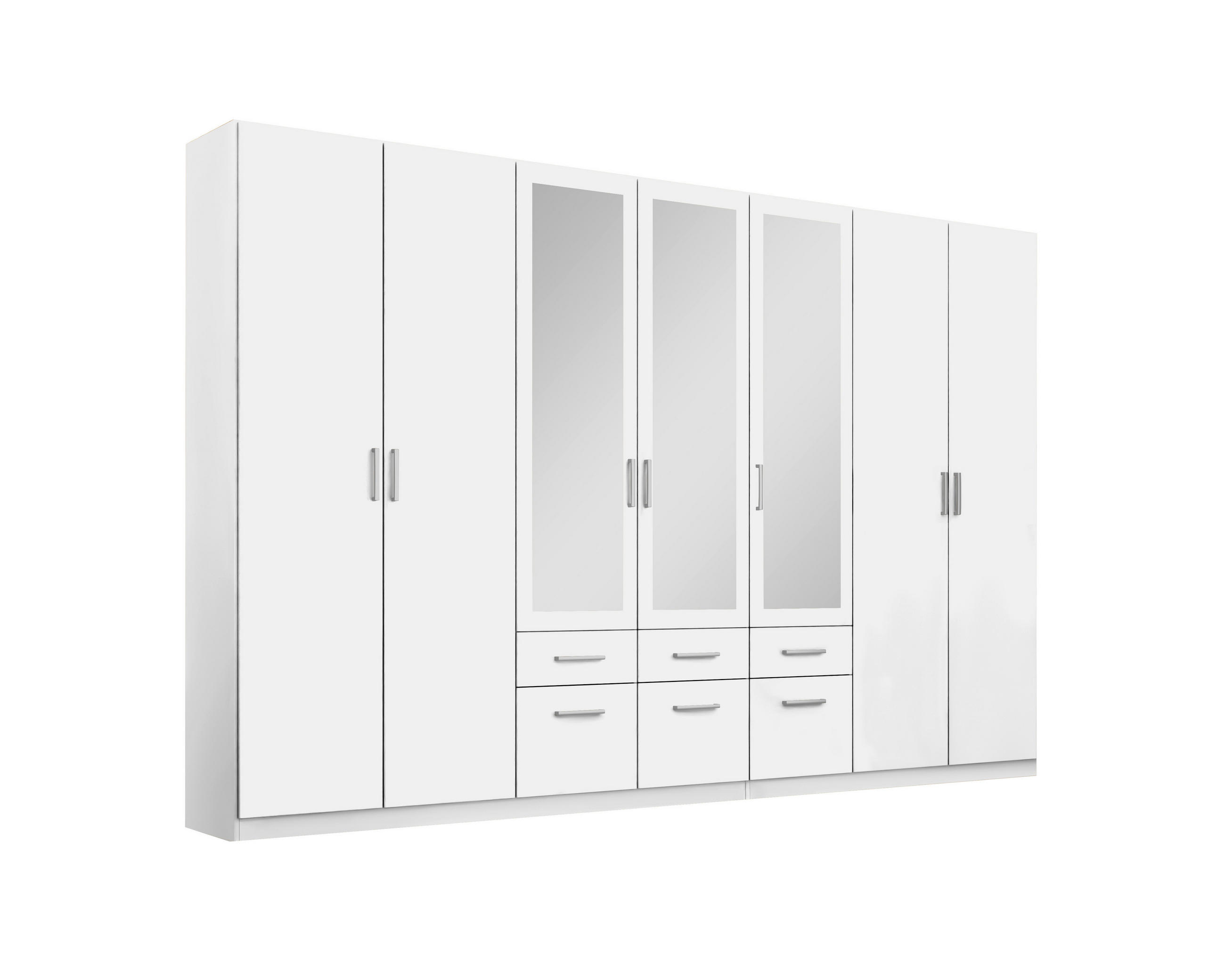 DREHTÜRENSCHRANK in Weiss  - Weiss/Alufarben, Modern, Holzwerkstoff/Kunststoff (315/229/54cm) - Rauch Möbel