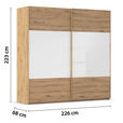 SCHWEBETÜRENSCHRANK 226/223/68 cm 2-türig Weiß, Eiche Artisan  - Eichefarben/Weiß, Design, Glas/Holzwerkstoff (226/223/68cm) - Xora