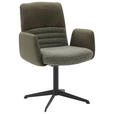 ARMLEHNSTUHL  Lederauswahl, Stoffauswahl, inklusive Armlehnen, Sitzfläche 180° drehbar Flachgewebe Echtleder  - Dunkelgrün/Schwarz, Design, Leder/Textil (64/93/69cm) - Dieter Knoll