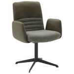 ARMLEHNSTUHL  Lederauswahl, Stoffauswahl, inklusive Armlehnen, Sitzfläche 180° drehbar Flachgewebe Echtleder  - Dunkelgrün/Schwarz, Design, Leder/Textil (64/93/69cm) - Dieter Knoll