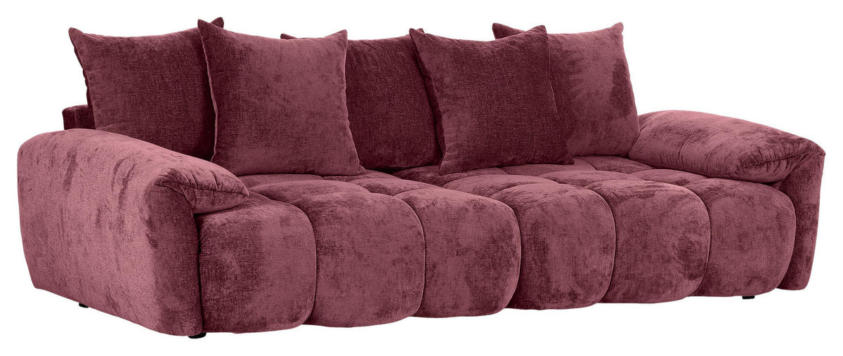 BIGSOFA Chenille Dunkelrot  - Schwarz/Dunkelrot, Design, Kunststoff/Textil (265/67/130cm) - home24