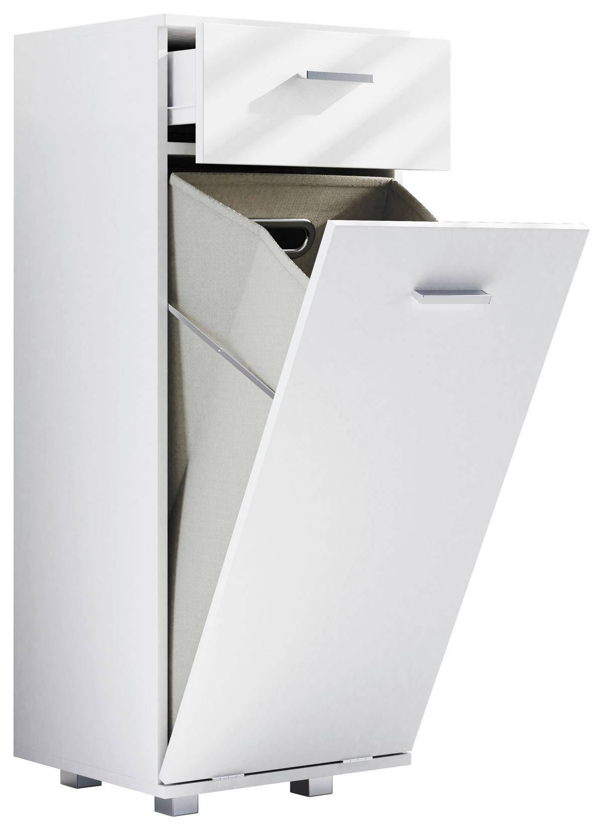 MIDISKÅP  - vit/silver, Modern, metall/trämaterial (40/101/35cm) - MID.YOU